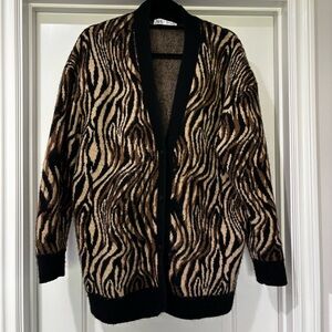 Zara Animal Print Oversized Cardigan in Size M